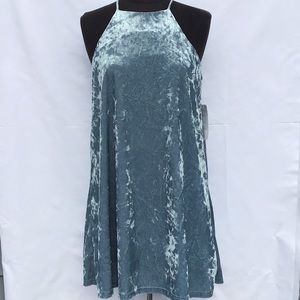 New Design Lab Light Blue Crushed Velvet Dress